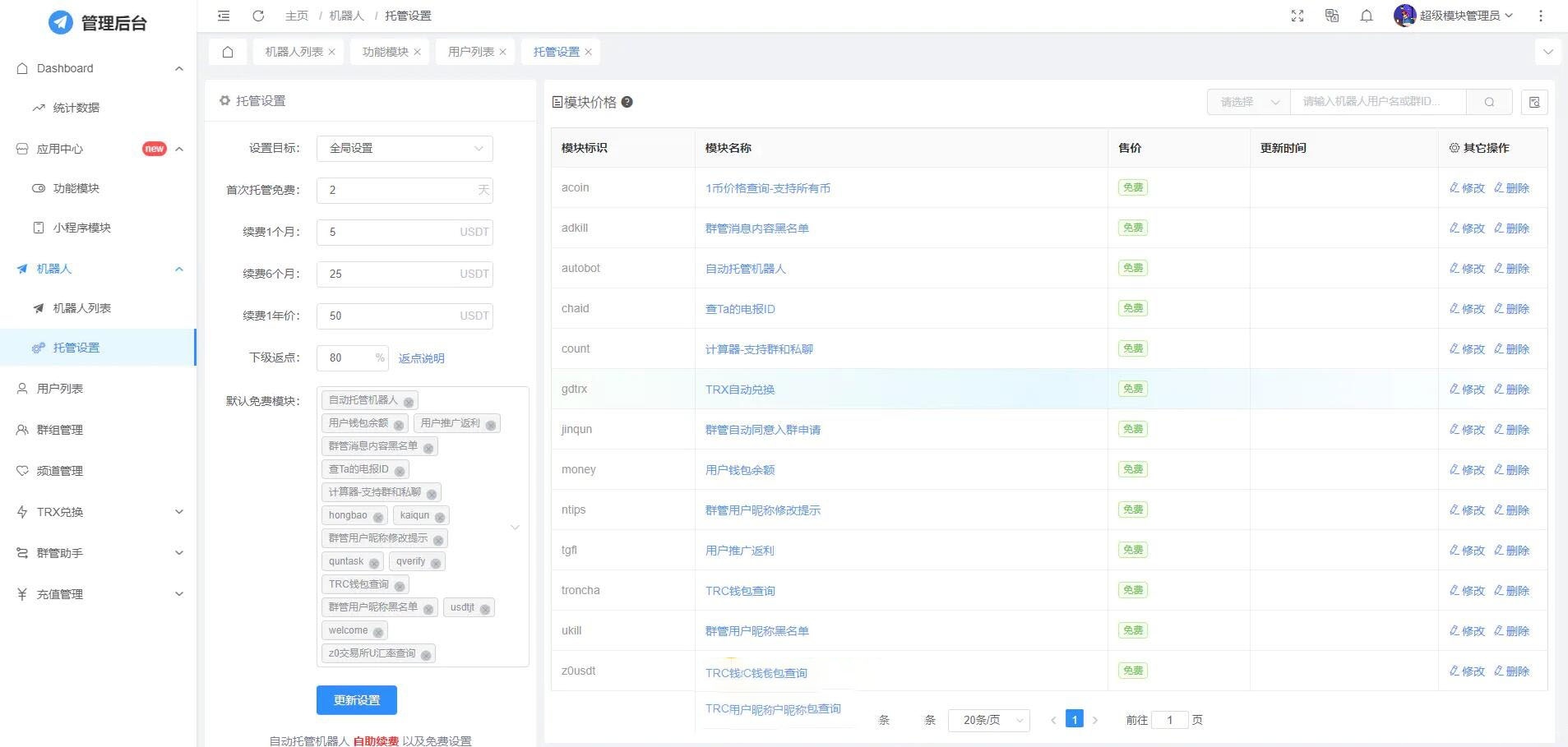 全功能tgbot/Telegram机器人多功能有后台版源码插图1