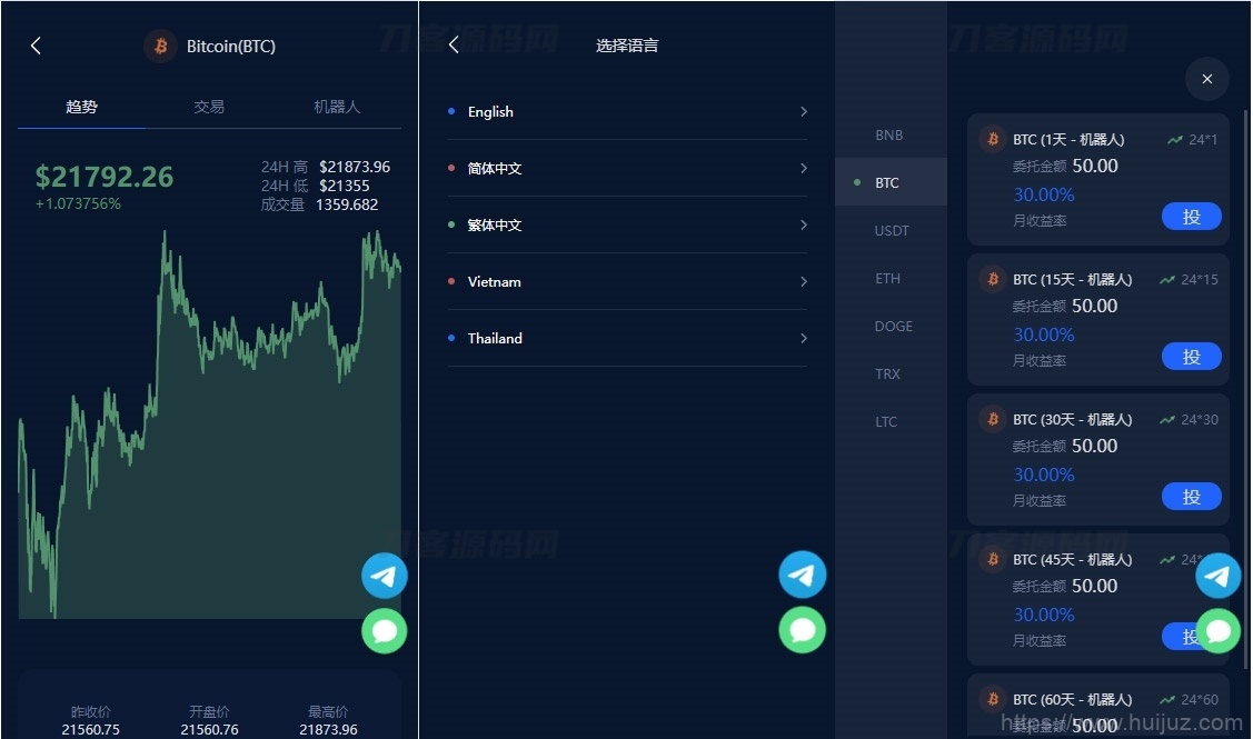 五国语言收益理财BTC虚拟币质押定期存币系统源码_加密货币机器人量化交易系统_内附搭建教程插图11