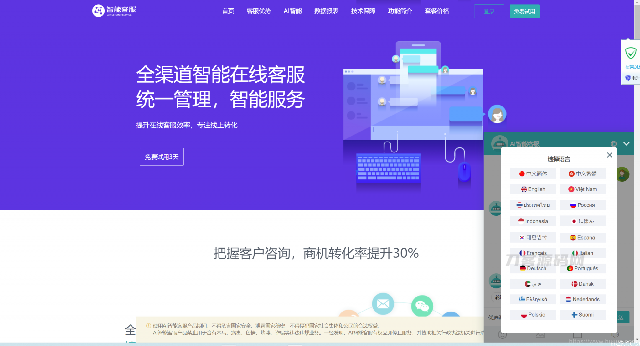 Ai智能客服系统在线客服网站源码_支持二十种语言插图1