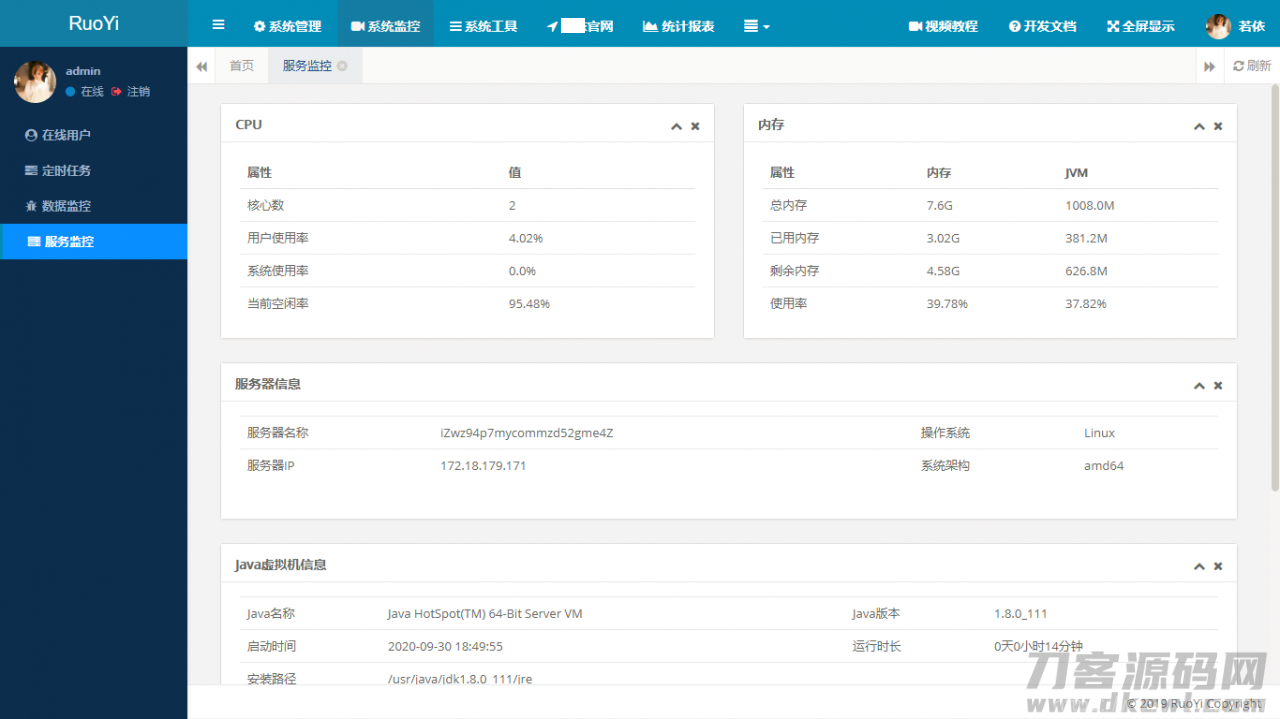 RuoYi若依管理系统v4.5.1源码+定时任务功能插图3