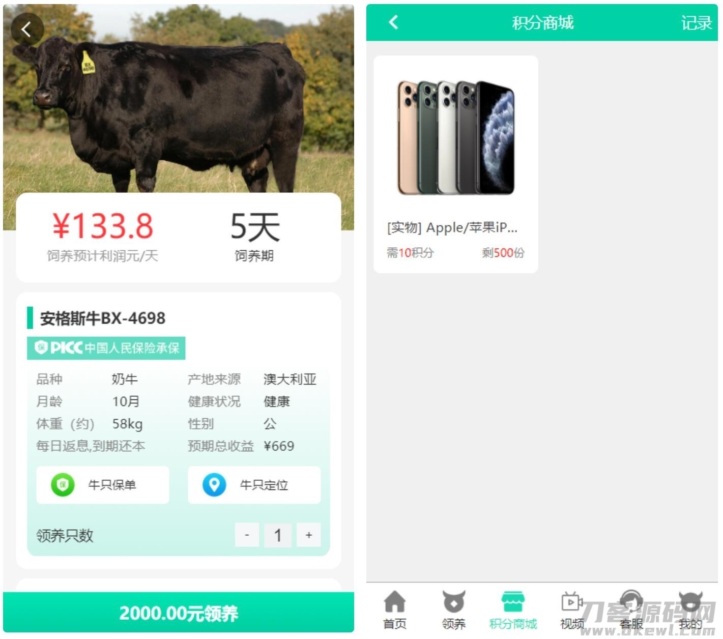 【牧场养牛】带积分商城+抽奖+会员特权 区块源码插图5