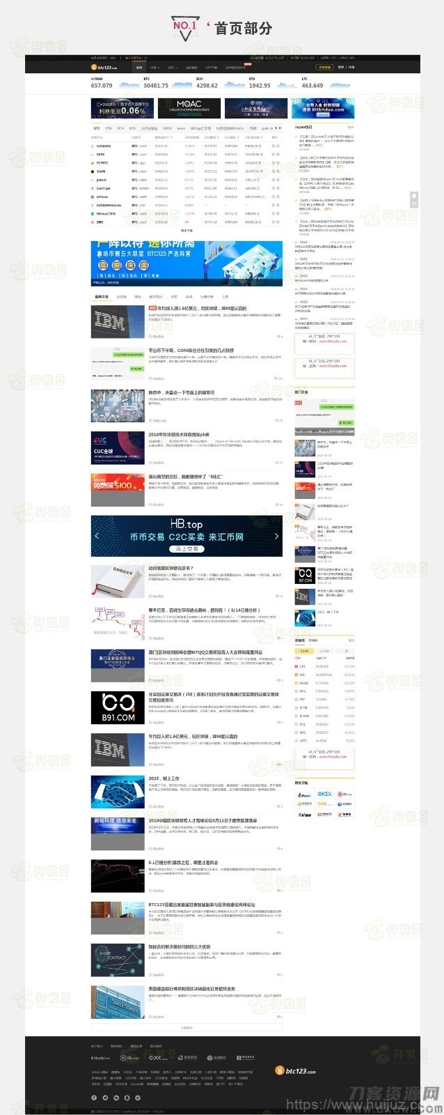 高仿《BTC123》区块链门户网站源码 带采集插图1