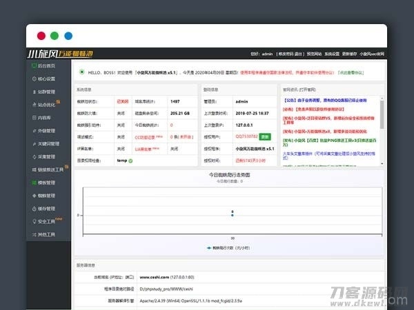PHP站群系统小旋风万能蜘蛛池x6.3源码 破解不限授权插图1