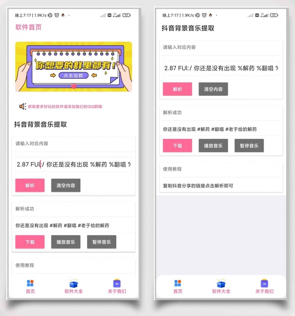 抖音短视频背景音乐解析下载工具插图1